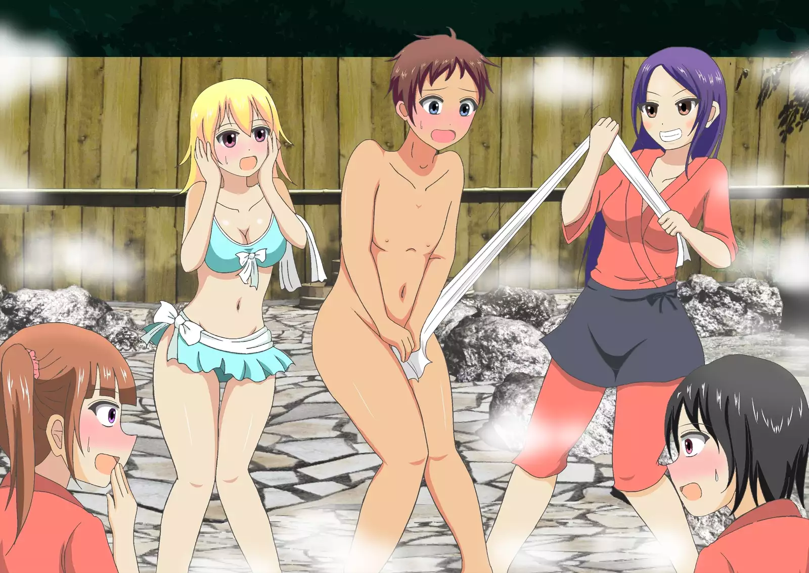 Doki! Onna wa Mizugi de Otoko wa Hadaka no Konyoku Onsen